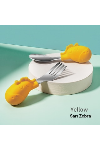 Jian Fan Çocuk Sofra Takımısa Saplıçatal Kaşık Bebek Taşına "itim Tamlayıcıyemek Kaşıbebek" Yeşil