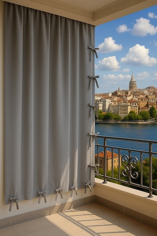 Gencer Home Balkon Perdesi Bağcıklı Ölçü Seçenekli Gri Gri