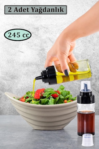 2li Damlatmaz Cam Sosluk Yağlık Yağdanlık Ve Sirkelik 245 Ml