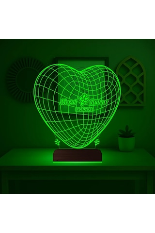 Luvivia Kalp Sevgiliye Hediye Kişiye Özel 3d Lamba - Masa Gece Lambası V18 Şeffaf