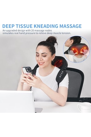 Tısscare Isıtmalı Omuz Ve Boyun İçin Shiatsu Masajı - Derin Doku Masajlı Elektrikli Masaj Yastığı, Sırt/bacaklar/bel İçin Rahatlama, Ebeveynler İçin Hediye