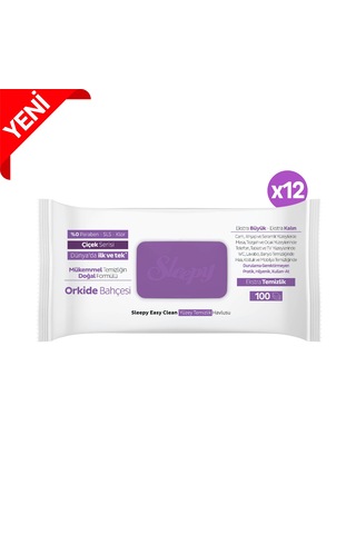 Sleepy Easy Clean Orkide Bahçesi Yüzey Temizlik Havlusu&Mendili 12x100 (1200 Yaprak)