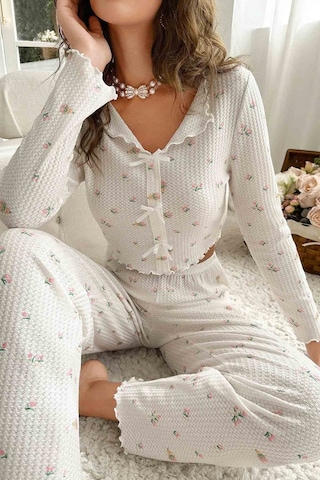 Merry See Özel Örme Kumaş Baskılı Uzun Kollu Pijama Takımı 001