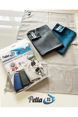 Pella- Orijinal Pella- Mikrofiber Temizlik Bezi 3'lü Paket Mavi - Antrasit - Açık Gri