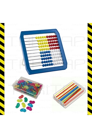 Anaokul Ilkokul 1.Sınıf Seti Fasulye Sayma Çubuk Abaküs Seti 3 Lü