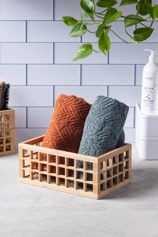 Bambu Organizer Büyük Dolap İçi Düzenleyici Sepet 18x26 Cm Ahşap