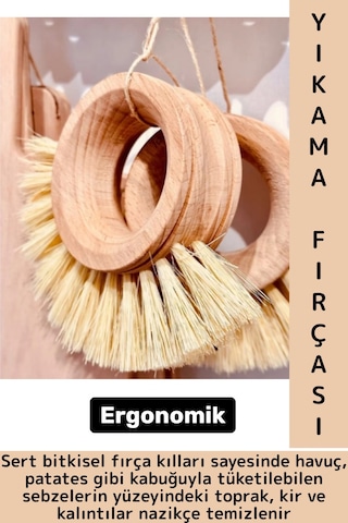 Ergonomik Kolay Tutuş Sert Bitkisel Kıllı Havuç Patates Pancar Turp Sebze Meyve Yıkama Fırçası