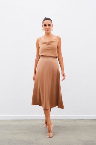 Sateen Midi Boy Saten Etek - Camel-134961 CAMEL