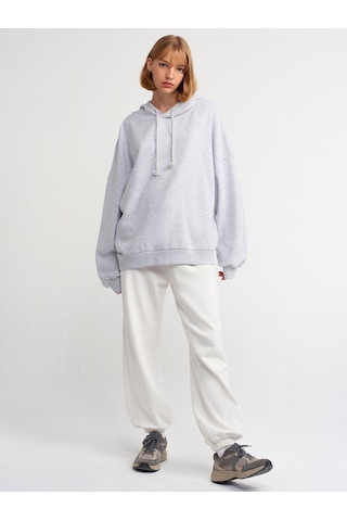 Dilvin 40142 Yıkama Efektli Sweatshirt-gri Melanj Gri Melanj