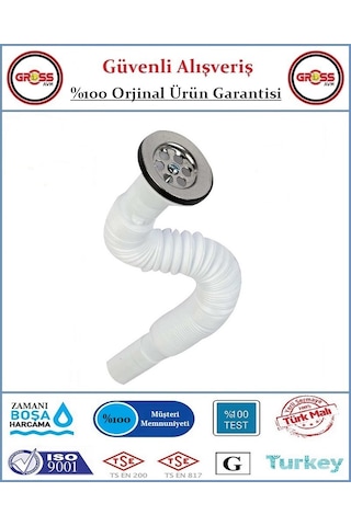 Lavabo Gider Sifonu Körüklü Beyaz