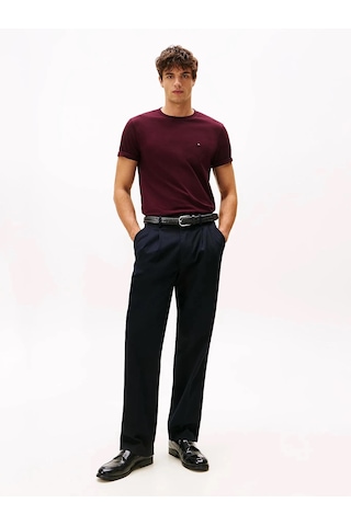 Tommy Hilfiger Klasik Sıfır Yaka T-shirt Bordo