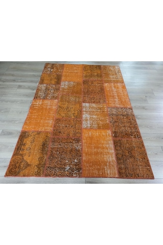 Çam Halı Pw725 Turuncu El Dokuma Patchwork Yün Halı - 160x230