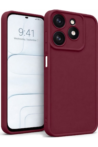 Tecno Spark10pro-4g Uyumlu Kamera Çıkıntılı Mat Silikon Telefon Kılıfı Bordo