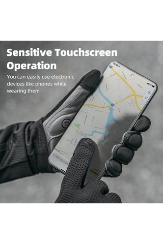 Rockbros S338 Erkek Bisiklet Eldiveni Yol Bisikleti Dokunmatik Ekran Tam Parmak Örme Eldivenler - M