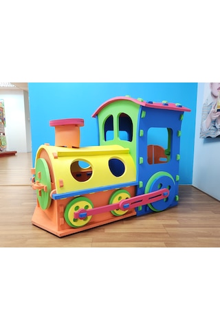 Dev Tren Oyun Seti - Güvenli Ve Dayanıklı Eva Malzeme - Evde Bahçede Kur Oyna Eğlen -130x82x100 Cm