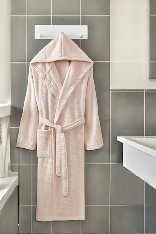 Formeya Pamuklu Kapüşonlu Bornoz Unisex Bornoz Bej