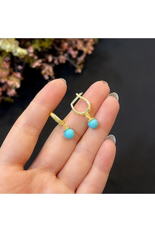 Stela Mavi Firuze Gümüş Küpe Sarı 12