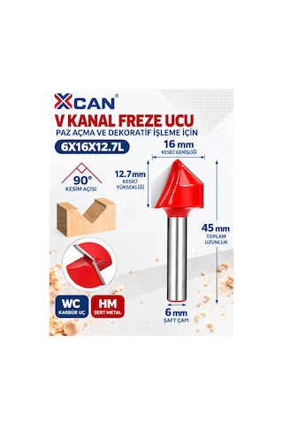 V Kanal Freze Ucu 90 Ø16 Mm 6 Mm Şaft Cnc Ve Ahşap İşleme V Kanal Freze Ucu 90 Ø16 Mm 6 Mm Şaft Cnc Ve Ahşap İşleme