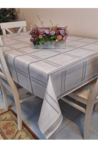 Elyaflı Pvc Masa Örtüsü Modern, Dayanıklı, Silinebilir Ve Şık Görünüm Mrl156 Gri
