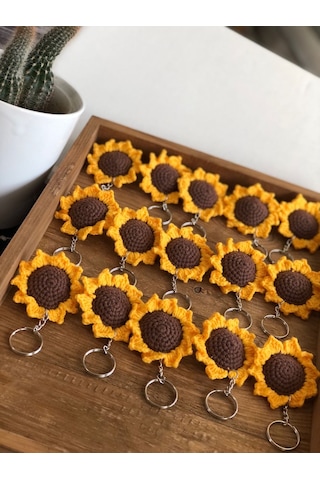 Amigurumi Ayçiçeği Anahtarlık