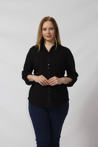 Moda Berray Kolu Apolet Detaylı Yumuşak Dokulu Yün Gömlek Siyah