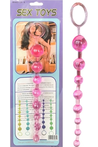 Erofoni Anal Ve Vajinal 25 CM Sıralı Jel Pink Zevk Topları Anal Plug