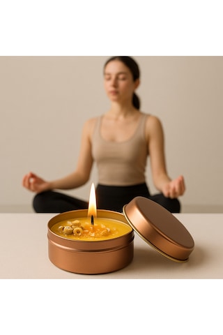 Papatya Kokulu Meditasyon Mumu Doğal Soya Mum Sarı
