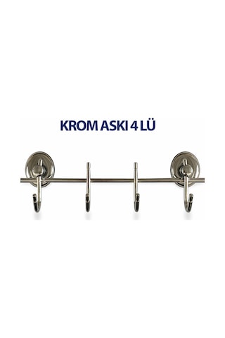 Krom 4 Lü Duvar Askısı 24 Cm Banyo Mutfak Elbise Havlu Askılığı Gümüş