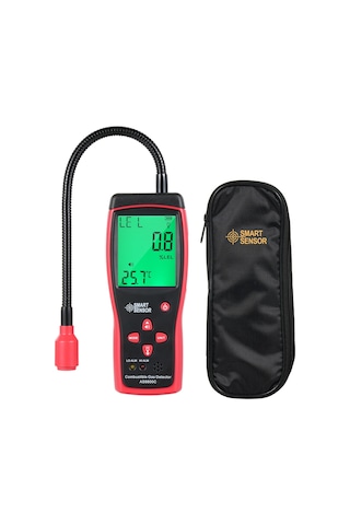 Smart Sensor Akıllı Sensör Portatif Yanıcı Gazlar Kaçak Dedektörü Siyah Kırmızı
