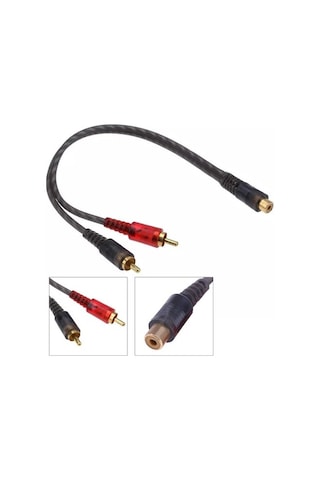 Oto Amfi Y Kablo 1 Dişi 2 Erkek Rca Kablo Slikonlu Anfi Kablo 1 Adet