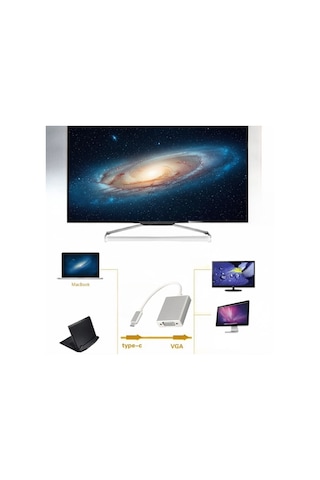 Type-c 3.1 - Vga Adaptör Dönüştürücü 1080p Monitör, Tv, Projeksiyon Uyumlu