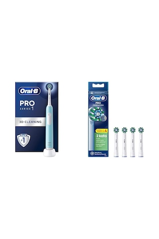 Oral-b Pro Series 1 Mavi Elektrikli Diş Fırçası, 1 Diş Fırçası Başlığı, Tasarımı + Oral-b Action X-filament Şarjlı Diş Fırçası Yedek Başlığı 4 Adet