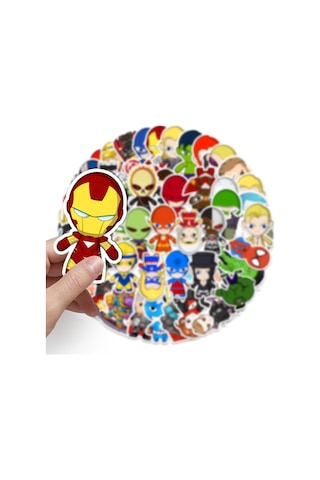 Cajuart 50 Adet Tekrarsız Anime Kahraman Pvc Sticker 03