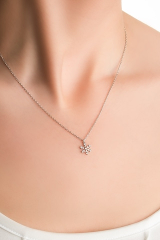 So Chic Elsa 18 Ayar Beyaz Altın Kaplama 45 Cm Gümüş Minimal Kolye Rodyum