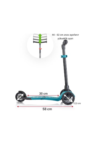 Wellgro Turbo 3 Tekerli Yükseklik Ayarlı Scooter, Yeşil Yeşil