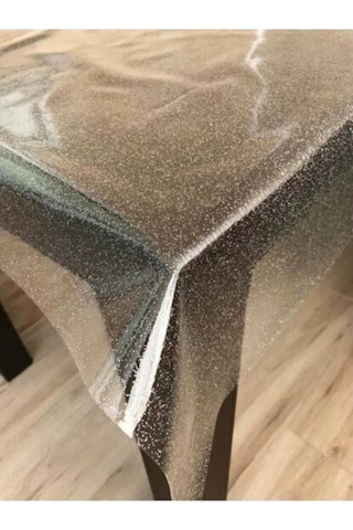 Neşe Home Collection Simli Şeffaf Muşamba Masa Örtüsü Gümüş - Gold Simli Renk Seçenek