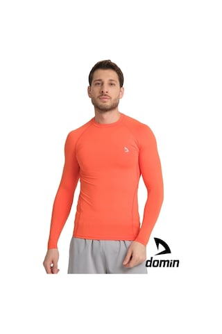 Hnc Sport Erkek Uzun Kol Orange Esnek Fit Compression Spor Body Tshirt Turuncu
