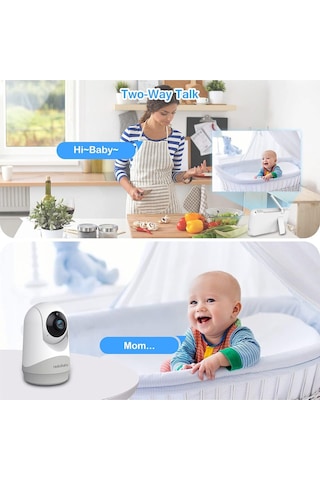 Hellobaby Bebek Monitörü , 3500 Mah Pil, Eco Mod, Gece Görüşlü Kamera Uyumlu Kamera Sistemi