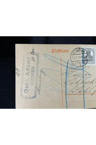 Antiye Almanya Reich Dönemine Ait 1910 Yılında Postadan Geçmiş Posta Kartı Damgalı Kendinden Pullu 7 1/2 Pfennig Ve 2 1/2 Pullu Germania Deutsches Reich