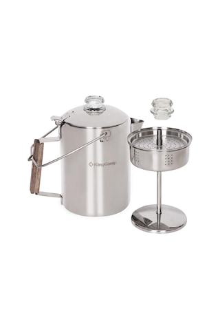Kingcamp Percolator Coffee Pot Çelik Kahve Demleme Seti Gümüş
