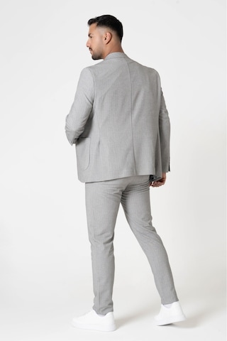 Modmen Slim Fit Çizgili Erkek Gri Takım Elbise Mşk Gri