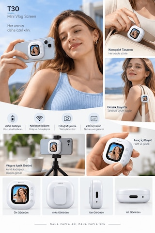 Shnstore Pratik Kullanım Kablosuz Mini Selfie Ekranı Shntknd0720 Elektronik Elektronik Xml Akıllı Kamera Xml