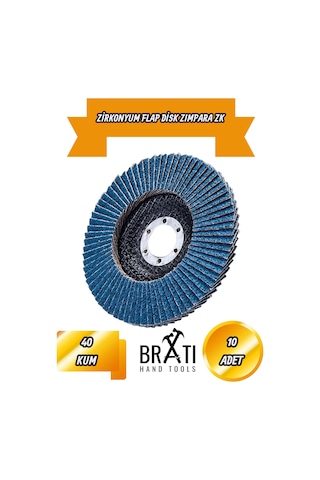 Zirkonyum Avuç İçi Taşlama Flap Disk Zımpara 115 X 22 Mm 40 Kum Zk 10 Adet