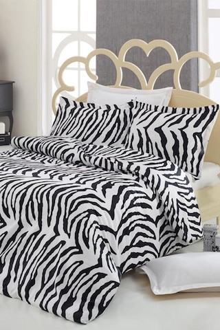 Çeyiz Diyarı Zebra Pamuk Saten Çift Kişilik Nevresim Takımı Siyah - Beyaz