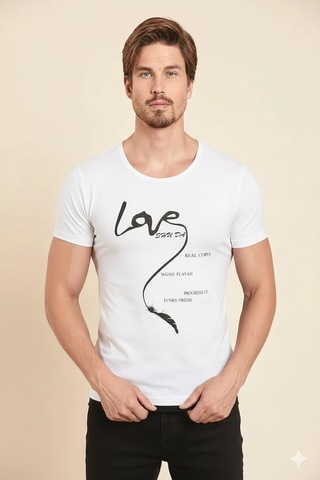 Alfa Aksesuar 03 Berrak Erkek Love Baskılı T Shirt 1037 siyah