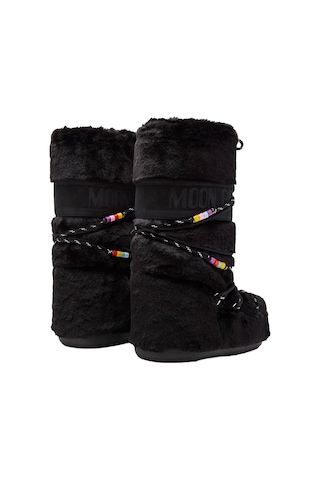 N001 Black Bot Kar Kadın 80d1408990-n001 Moon Boot Icon Faux Fur Beads Black Siyah