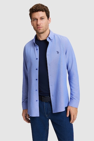 U.S. Polo Assn. Erkek Saks Uzun Kollu Basic Gömlek 50324708 Vr032 Koyu Mavi