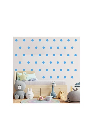 5cm Ebadında 100 Adet Yuvarlak - Puantiye Sticker Bebe Mavi
