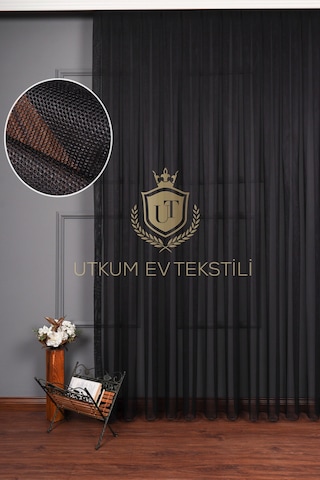 Siyah Grek Tül Perde Petek Zemin