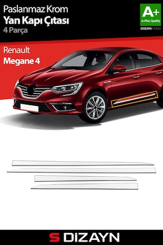 S-dizayn Renault Megane 4 Krom Yan Kapı Çıtası 4 Prç 2016 Üzeri A+ Kalite